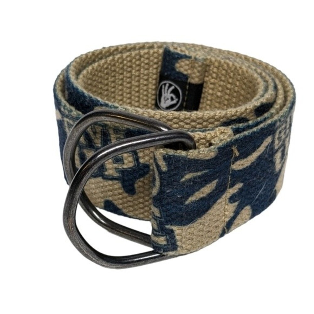 Kids D Ring Webbing Belt Beige & Navy